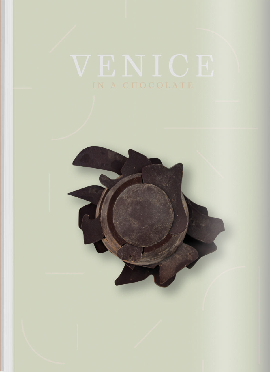 Venice written above black chocolate